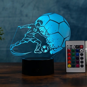 7/16 Colors Creative 3D Illusion Acrylic Night Light Football Club USB and <b>Remote</b> Control Lamp for Children - Product Image 1