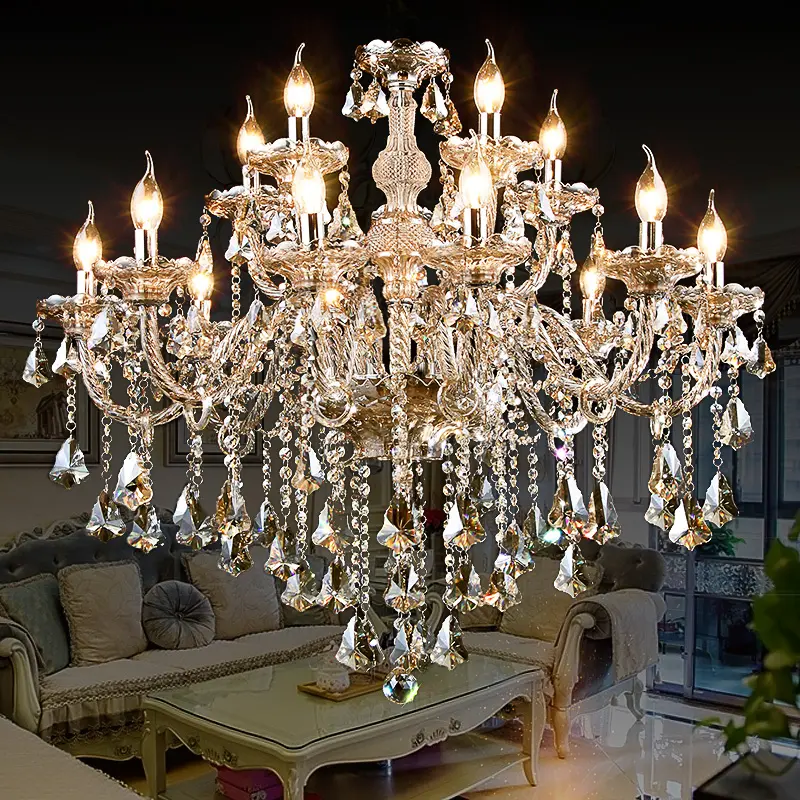 Estilo europeu maria theresa lustres casamento vela cristal lustre hotel sala luxo