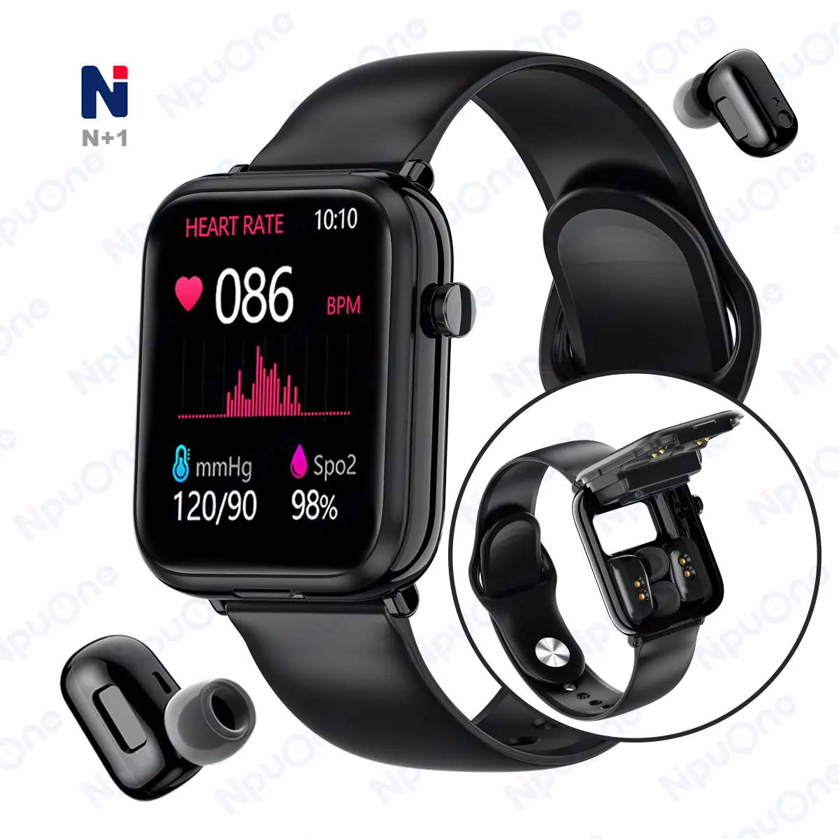 Hot sale cover opening headset Bracelet With TWS Earbuds Wireless call receive notifications 2 In 1 Earphone health Smart watch