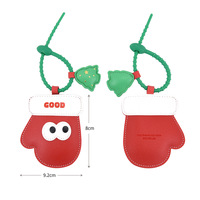 Dessin animé mignon noël nouvel an porte-clés pendentif en cuir PU cadeaux de mode petit porte-clés pour noël