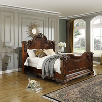 Cadre de lit en bois massif américain, taille king, avec design vintage en bois dur pour chambre à coucher, taille personnalisée disponible
