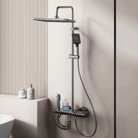 Pommeau de Douche Carré Électrique à Affichage Numérique, Chromé Poli, Monocommande, Jet Massant, Pluie Douce, Céramique, Garantie 5 Ans