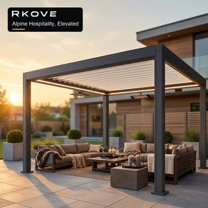 Pergola autoportante haut de gamme en aluminium à lames orientables, conception à une seule baie 6x6m pour projets hôteliers - Product Image 1
