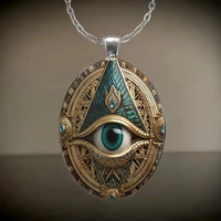 Collier pendentif œil du diable rétro ovale, amulette, bijoux de mode pour la Saint-Valentin, idéal pour le dropshipping