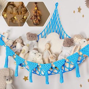 Organisateur de chambre d'enfant style bohème, hamac mural triangulaire réglable en corde de coton tressée à la main pour rangement et décoration - Product Image 1