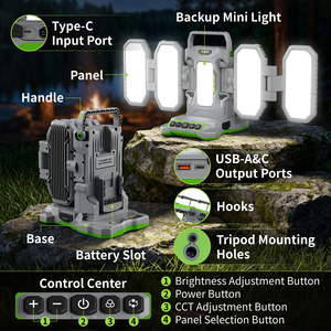 Lámpara de Trabajo LED Inalámbrica, 5 LED, Batería de 4 Ah, 4 Paneles Plegables, Portátil, 10000 lm, para Reparación de Automóviles, Garaje, Taller - Product Image 3
