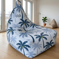 Fauteuil pouf triangulaire durable en toile de polyester imprimée, hydrofuge et anti-humidité, anti-moisissure pour usage intérieur