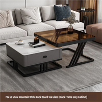 Table basse de luxe léger, écologique et durable, moderne et simple, nouvelle table carrée en verre et dalle de quartz pour salon