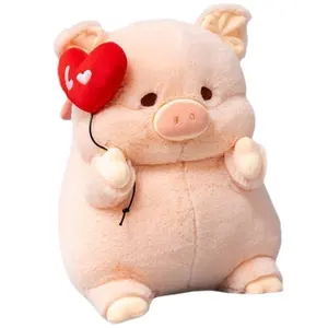 AIFEI SPASCHEICH SCHICK NETZ Roter Engel Pig Plüsch-Spielzeug Qixi Valentinstag Liebesballon Baby-Schweinpuppe Geburtstagsgeschenk