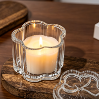 Nouveau design – Pot à bougie en verre transparent côtelé en forme de fleur, 315 ml, 430 ml, 600 ml, vide, pour cadeaux de mariage et décoration intérieure
