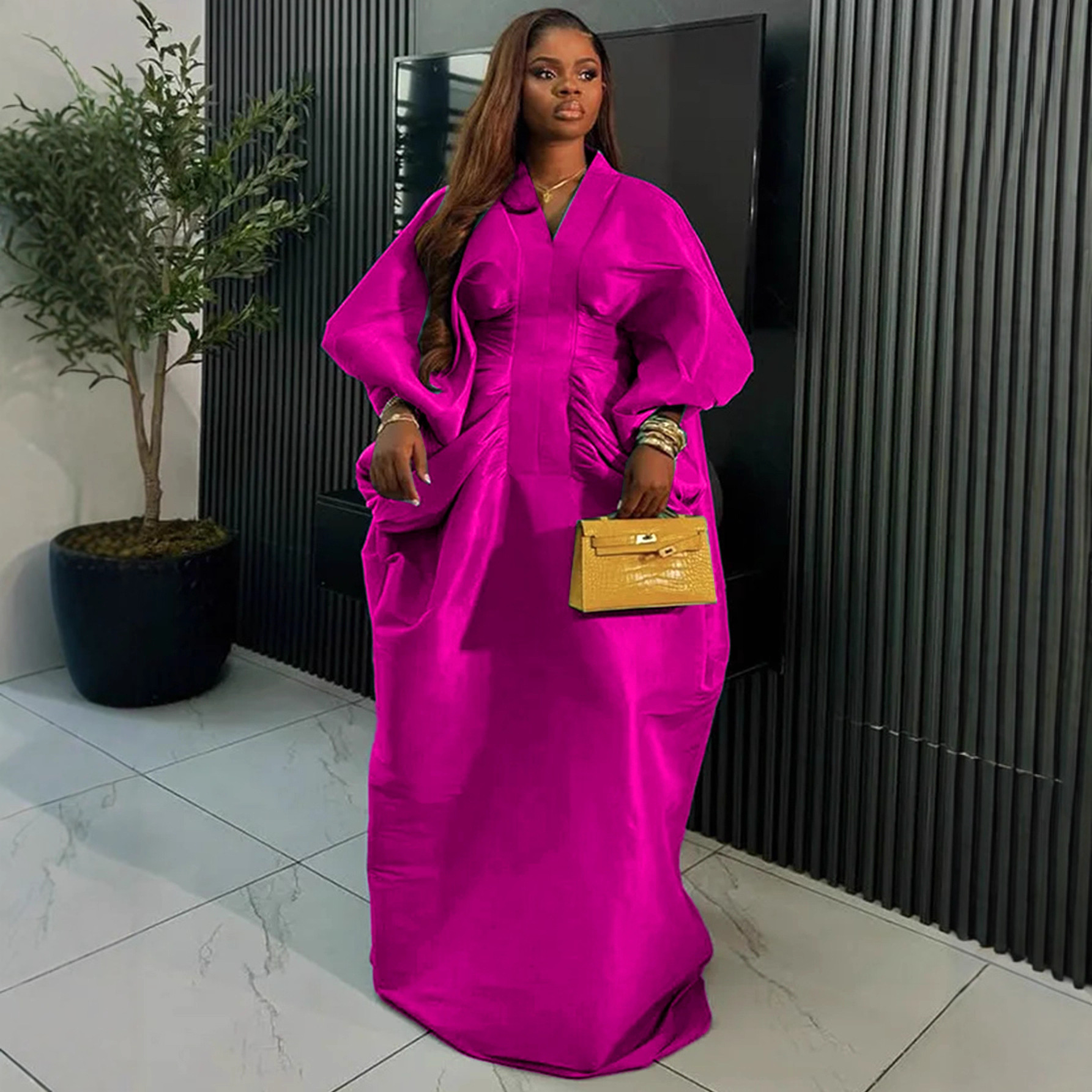 Blue Green Long Sleeve Dress - 2025 Elegant Maxi Design