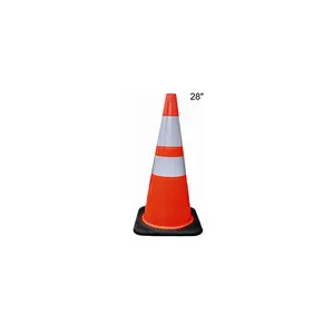 Cone de trânsito em PVC de alta qualidade com base preta vermelha de 710 mm de altura e 71 cm de altura para segurança rodoviária