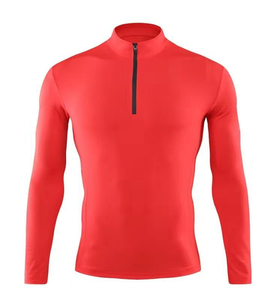 Professional Manufacture Men's Gym Training Long <strong>Sleeve</strong> Slim Fit <strong>T</strong> <strong>Shirt</strong> 1/4 Zip Pullover Muscle <strong>Shirts</strong> Sport Style Printed - Product Image 1