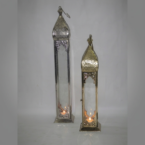 Ensemble de lanternes marocaines en métal et verre, faites à la main, perforées, style vintage, porte-bougies, décoration islamique traditionnelle, élégante décoration de jardin et de maison - Product Image 1