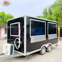 Truk Makanan bergerak dapur penuh desain warna hitam populer Trailer makanan untuk dijual