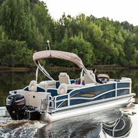 Nouveau Yacht de Luxe Familial en Aluminium 5,8 m pour Pêche et Parc d'Attractions, Bateaux à Pontons Flottants 19 pieds, Barge de Fête avec Moteur Hors-Bord