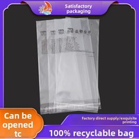 Sac d'emballage en plastique transparent auto-adhésif, certifié GRS, 100% LDPE recyclé, écologique, avec logo, pour l'emballage des vêtements