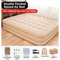 Matelas pneumatique en PVC gonflable, compact et pliable, lit simple/double pour le camping et l'utilisation intérieure/extérieure