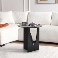 Table d'appoint ronde moderne avec finition noire pour salon ou chambre à coucher, meubles de maison