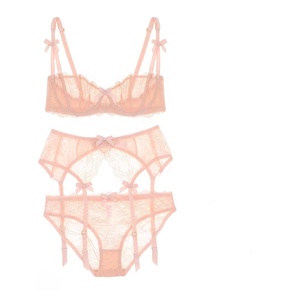 Set <span class=keywords><strong>di</strong></span> Lingerie Sexy Taglie Forti per Donna, <span class=keywords><strong>Reggiseno</strong></span> Push-up in Pizzo con Giarrettiera, <span class=keywords><strong>3</strong></span> Pezzi (<span class=keywords><strong>Reggiseno</strong></span> + Mutandine + Giarrettiera) - Product Image 4