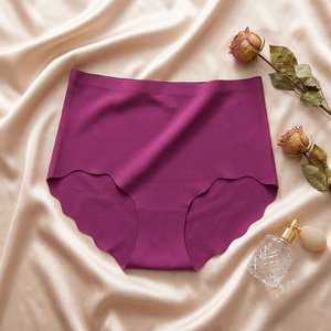 Culottes sans couture en soie glacée pour femmes, taille haute, bord festonné, invisibles, respirantes, grandes tailles, vente en gros - Product Image 4