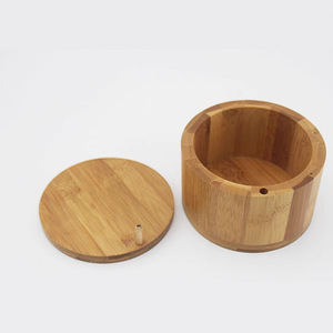 Bamboo Round Spice <b>Jar</b> With Magnetic Lid Food Coffee Tea <b>Storage</b> Container <b>Kitchen</b> Use - Product Image 3
