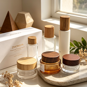 Custom Logo Cosmetic Cream Jars With Clear <b>Container</b> And <b>Bamboo</b> Wooden Screw Caps For Skincare Packaging - Product Image 2
