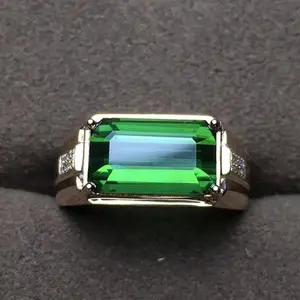 Саудовская Аравия роскошные свадебные ювелирные изделия с драгоценными камнями 4.85ct натуральный зеленый турмалин Кольцо 18k золото кольцо для мужчин