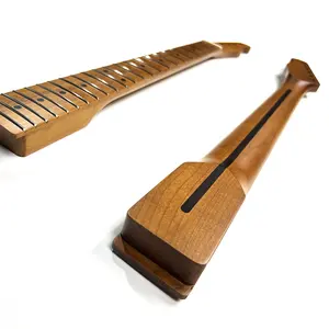 Manche de guitare TL 22 frettes en érable satiné torréfié avec bande en palissandre, style Telecaster, remplacement en acier inoxydable - Product Image 4