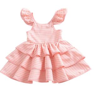 Vestidos de Niña para Bodas, Ropa Infantil de Varias Capas, Vestido Rosa de Algodón para Niñas Pequeñas - Product Image 1