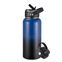 Gourde isotherme à double paroi en acier inoxydable avec revêtement en poudre et couvercle