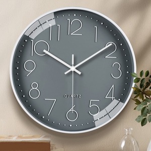 12 Inch Silent Quartz Wall <b>Clock</b> Round Analog <b>Battery</b> Powered Minimalist White Black Number Hanging <b>Clock</b> for Living Room - Product Image 4