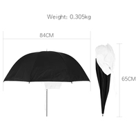 Parapluie réfléchissant KAMPHO 33'' 43'' avec éclairage stroboscopique noir extérieur argenté intérieur et housse transparente blanche