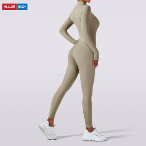 ชุดบอดี้สูทโยคะแขนยาวแบบซิปครึ่งตัวสำหรับผู้หญิง Allure Body ระบายเหงื่อได้ดี ยืดได้สี่ทิศทาง ไร้ตะเข็บ ชุดออกกำลังกายแบบชิ้นเดียว - Product Image 2