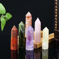 Tour de cristal naturel poli à six facettes, obélisque, baguette de guérison des chakras pour la méditation spirituelle et la décoration intérieure
