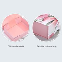 Boîte cadeau rigide pliable rose mat avec impression florale pivoine aquarelle, artisanat exquis pour emballage de coffret cadeau beauté