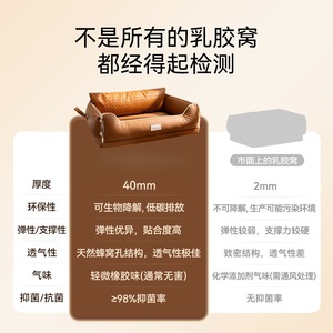 ที่นอนสัตว์เลี้ยงทรงสี่เหลี่ยม ที่นอนสุนัขแบบเติมยางพารา สำหรับสุนัขขนาดเล็กถึงกลาง ใช้ได้ทุกฤดู สีน้ำตาลอ่อน สีขาว - Product Image 5