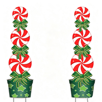 Décorations de Noël style ferme, cannes en métal pour jardin, décorations extérieures pour patio et jardin