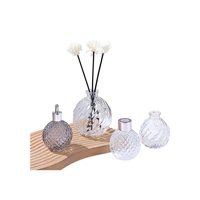 Bouteilles diffuseurs en verre gaufré en gros avec bouchon, contenants rechargeables pour huiles essentielles