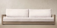 Ensemble de canapés d'extérieur en teck vieilli sur mesure, ensemble de conversation moderne pour patio avec coussins, canapé de jardin en teck massif et table basse