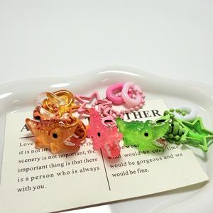 Nouveau porte-clés dinosaure en PVC dégradé, pendentif créatif personnalisé pour sac d'étudiant, boîte de rangement pour écouteurs, décoration anti-perte - Product Image 1