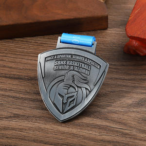 Medaglia personalizzata personalizzata Logo personalizzato con stampa Logo medaglie sportive in metallo argento antico medaglia di pallacanestro per adolescenti delle scuole superiori per il gioco - Product Image 5