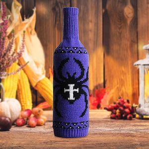 Manchon de bouteille de vin tricoté imprimé Halloween, pour champagne et vin rouge, vente en gros - Product Image 6
