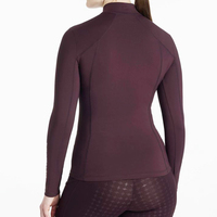 Haut d'équitation pour femme à col zippé, manches longues, respirant, séchage rapide, extensible dans les 4 sens, sous-vêtement d'équitation OEM