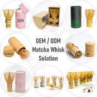 Caja de Papel Kraft Cilíndrica Personalizada para Empaque de Batidor de Matcha, Origen Sostenible