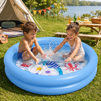 Aufblasbarer runder PVC-Pool mit Meeresmotiv, 2-Ring-Struktur, für Kinder, als Wasserbecken oder Badewanne für den Heimgebrauch