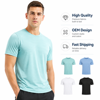 T-shirt de sport pour homme de haute qualité, respirant, en tissu 100% polyester, anti-humidité, course à pied, design personnalisé OEM, impression de logo, gym
