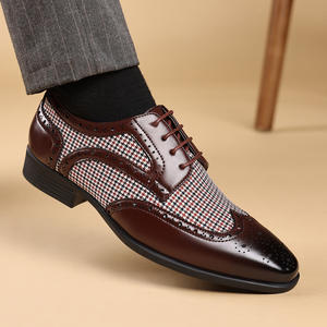 Zapatos <span class=keywords><strong>Oxford</strong></span> de Cuero Casuales para Hombre con Cordones a Cuadros para Negocios y Fiestas - Product Image 5