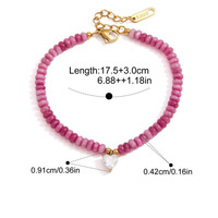 Bracelet hypoallergénique multicolore en acier inoxydable avec perles en pierre naturelle, breloque géométrique en zircon, style bohème, plaqué or 18 carats, idéal pour un cadeau