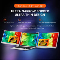 Moniteur portable ultra-fin de 15,6 pouces FHD 1080P à écran large IPS, triple extension d'écran pour ordinateur portable pour usage professionnel